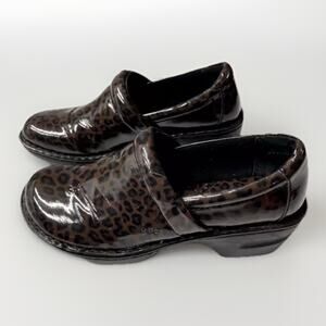 B.O.C. Born Concepts Peggy Brown Clog Womens 8 Comfort Shoe Cheetah Print C8638